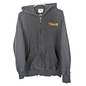 Disney Giordano Tigger‎ Black Hooded Zip Sweatshirt L Halloween Graphic
